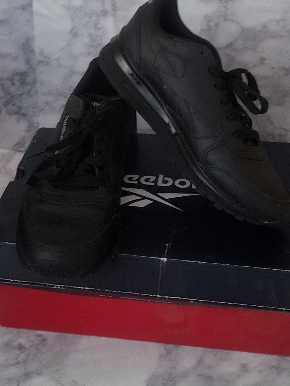 Reebok Men's Black Leather Lace-Up Sneakers